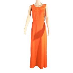 Forever 21 Deep Orange Chiffon & Mesh Maxi Dress